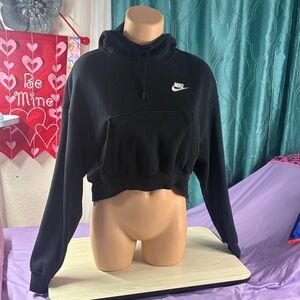 Nike Women's Black Crop Hoodie with Logo